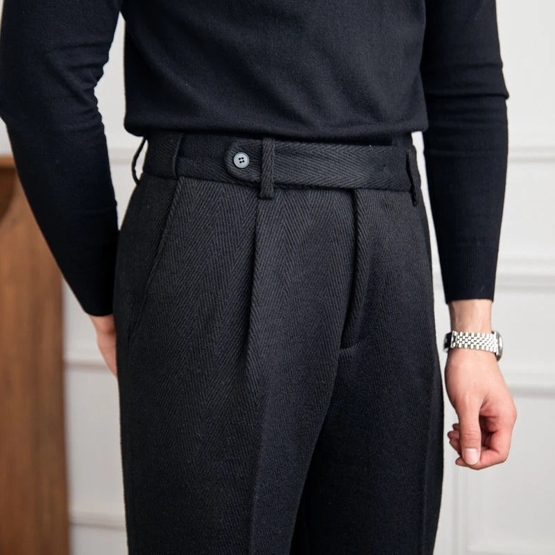 Men's Adjustable Waist Pleated Trousers