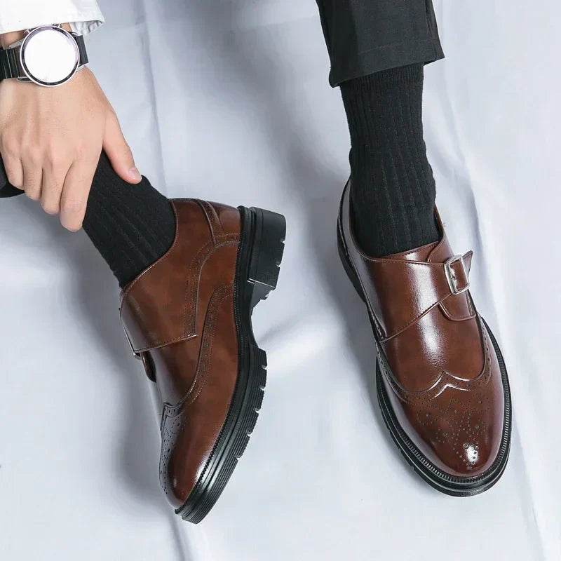 Men's Brogue Monk Strap Shoes