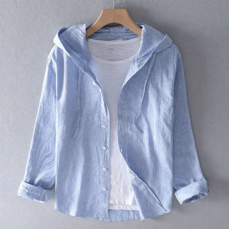 Men's Button-Up Hooded Shirt