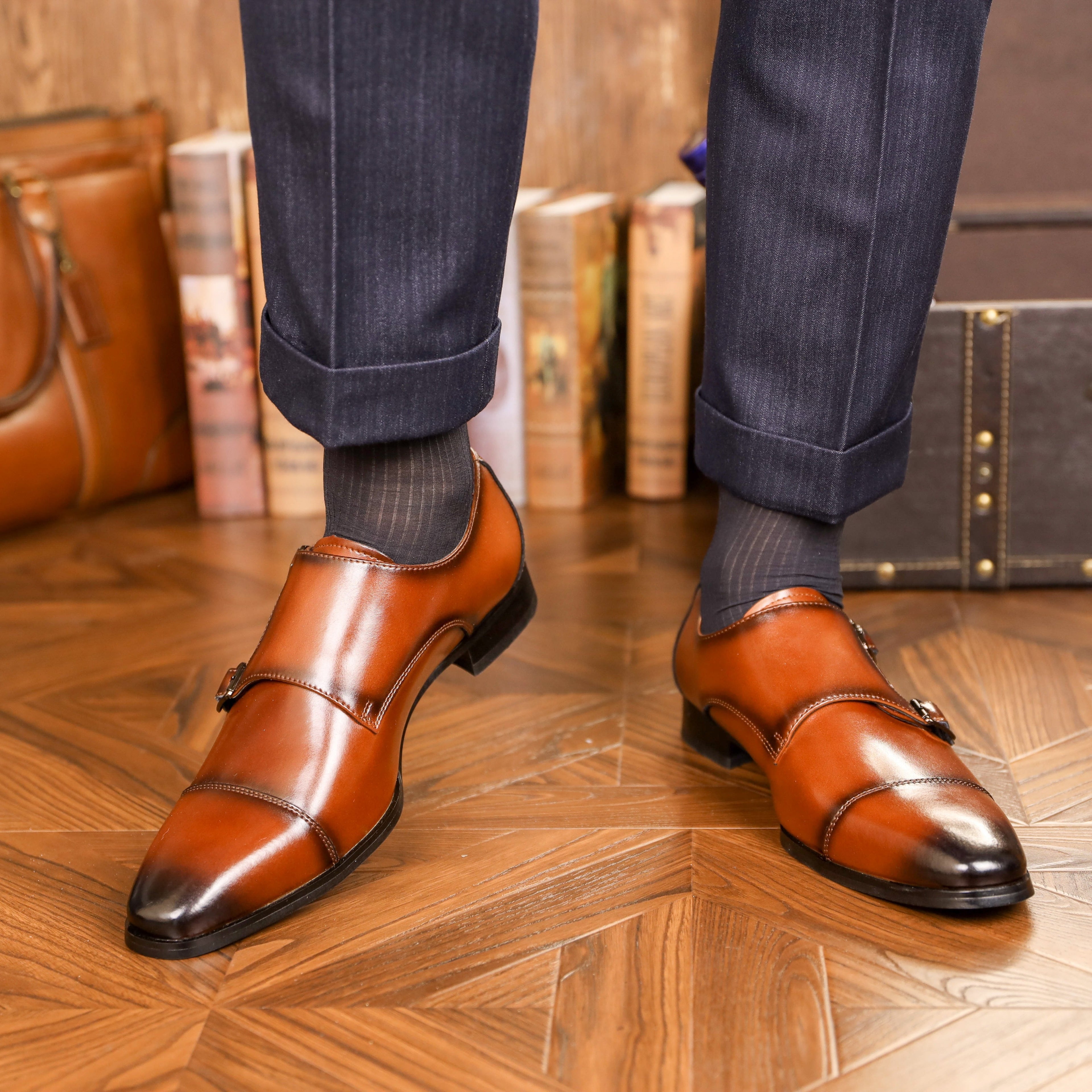 Men's Cap Toe Monk Shoes