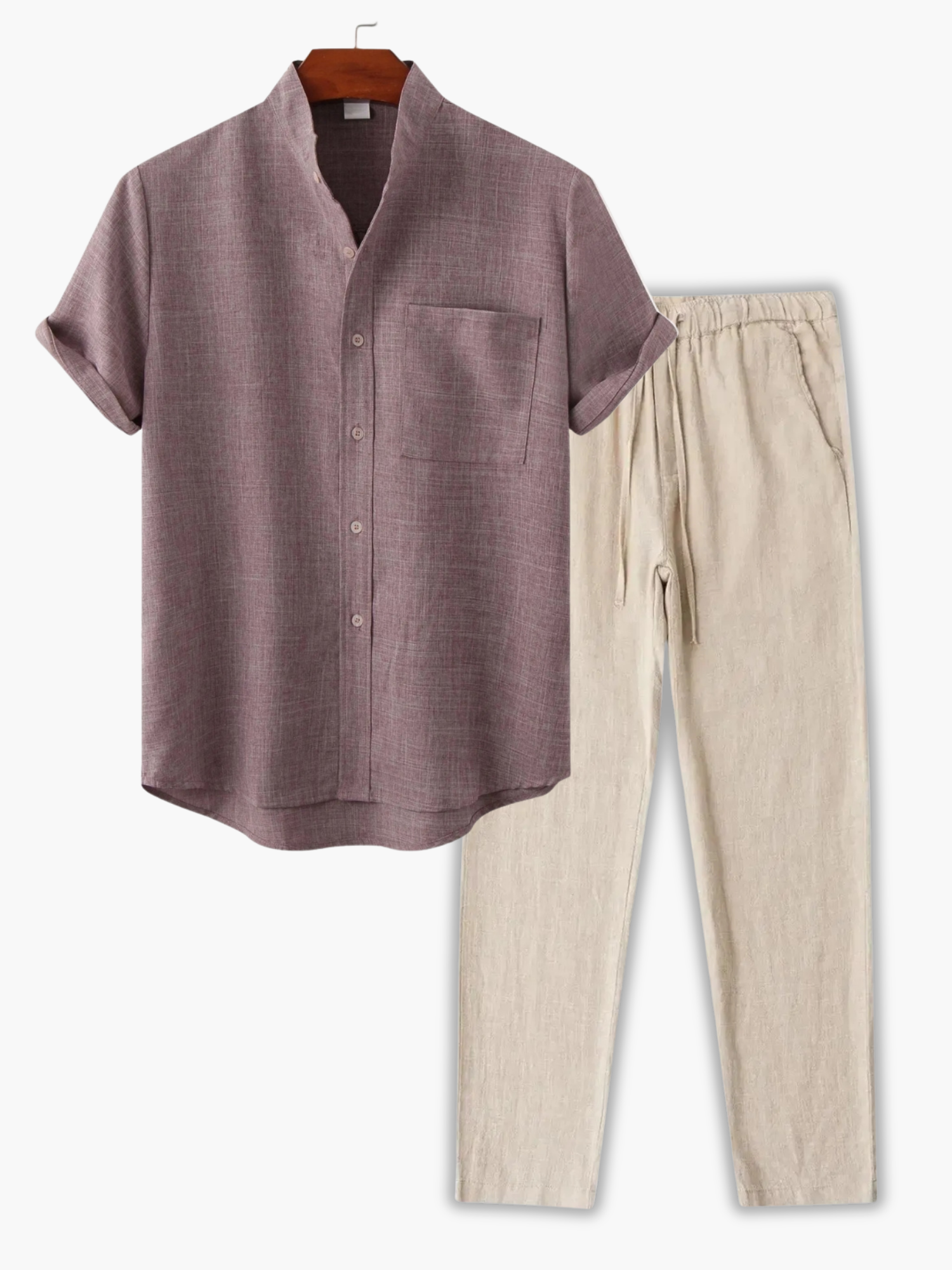 Men's Collared Shirt and Trousers Set