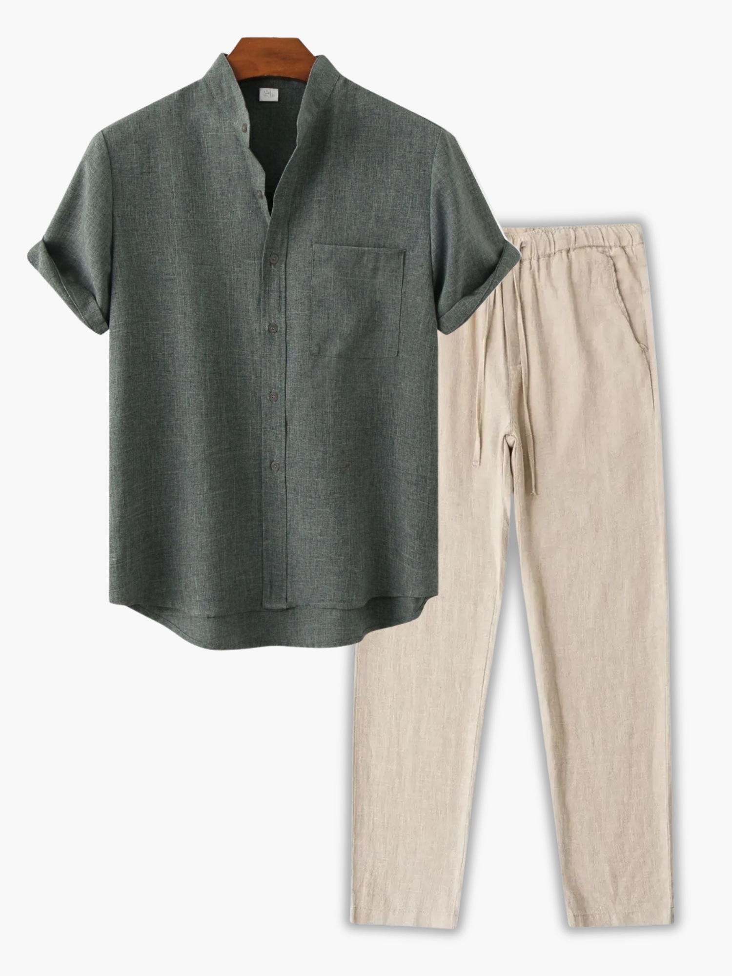 Men's Collared Shirt and Trousers Set