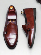 Men's Double Buckle Monk Loafers