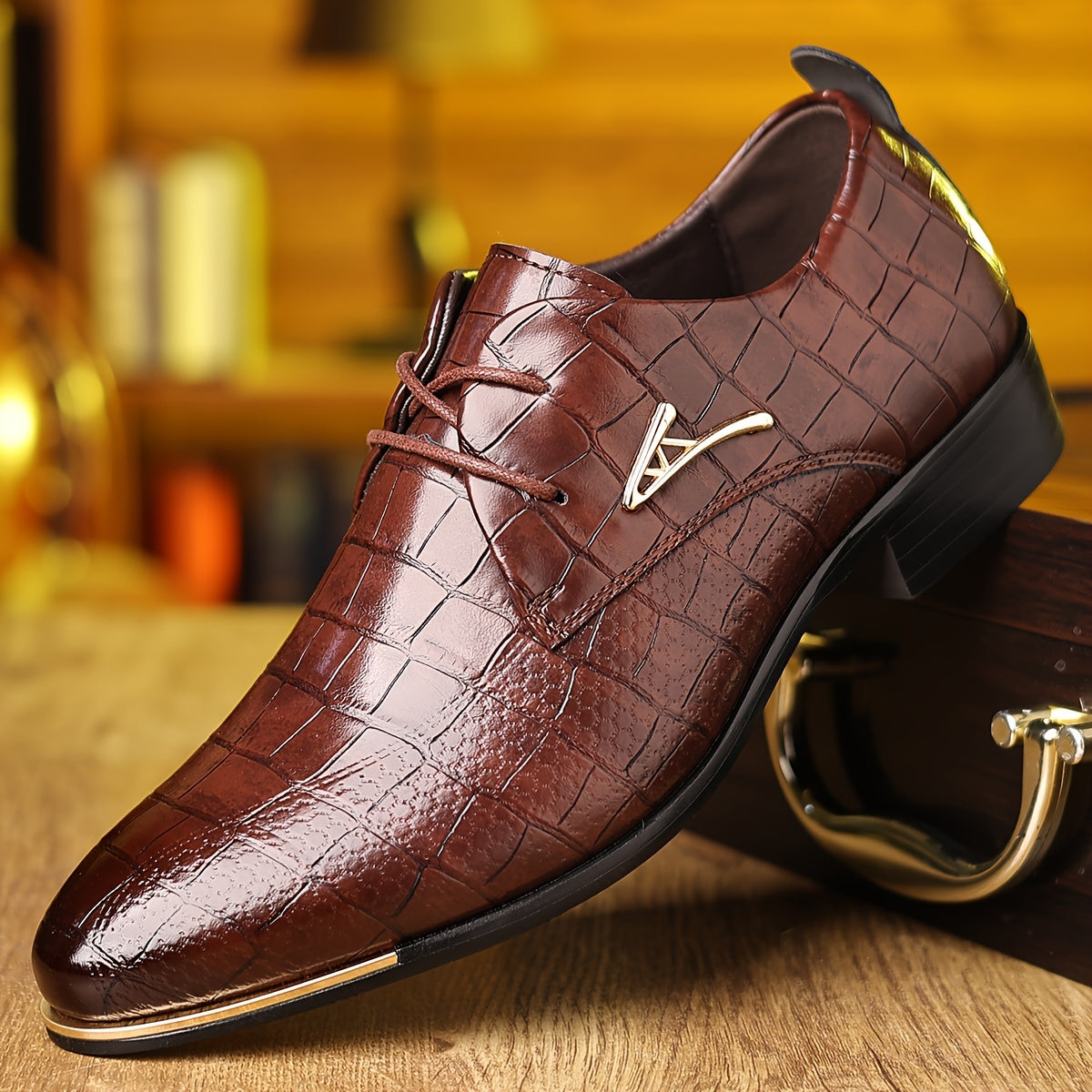 Men's Embossed Derby Shoes
